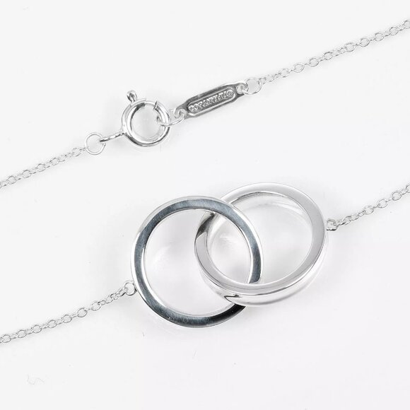 TIFFANY&Co. 1837 Interlocking Circle Necklace Silver925 4.3g Women - Picture 6 of 8